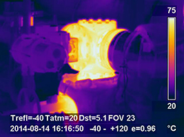 Thermal image of bearing in industrial  machinery